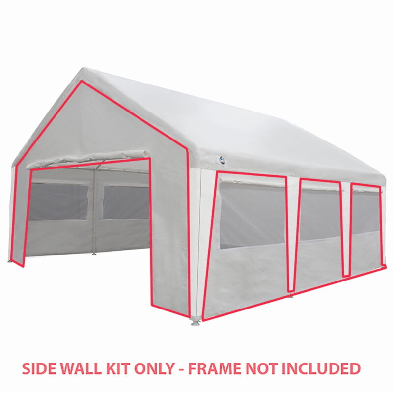 King Canopy 20 ft x 20 ft Carport Canopy Polyethylene Sidewall Kit w/ Bug Screen Windows - Image 3