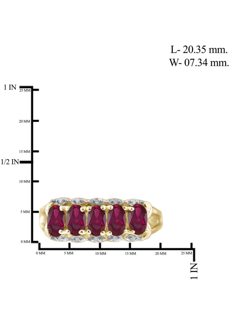 JewelersClub Ruby Ring Birthstone Jewelry – 1.33 Carat Ruby 14K Gold Plated Silver Ring Jewelry with White Diamond Accent – Gemstone Rings with Hypoallergenic 14K Gold Plated Silver Band - Image 3