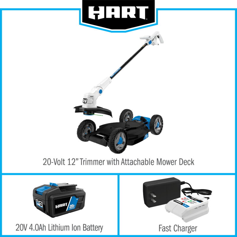 HART 20V 12" Cordless Trim Mower Kit, (1) 4.0Ah Lithium-Ion Battery - Image 5