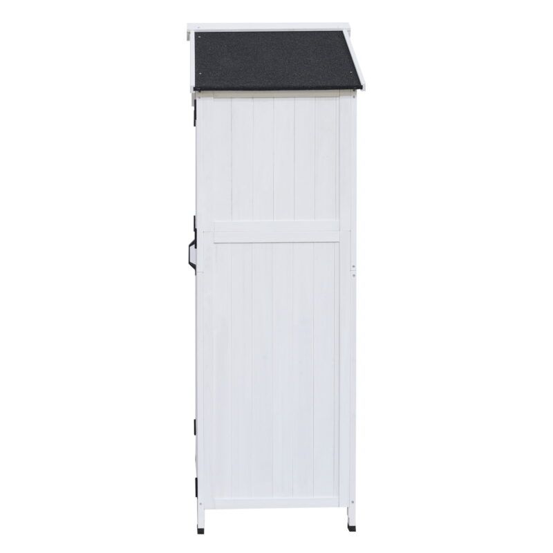 Christopher Knight Home Fir Wood Outdoor Storage Shed with Double Doors, Garden Tool Organizer, White - Image 5