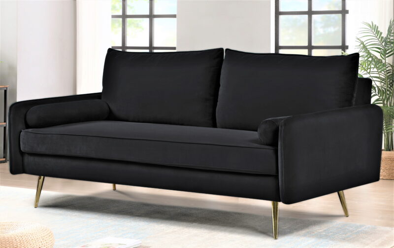 US Pride Furniture Villeda 70''W Polyester Square Arms Sofa Black - Image 5