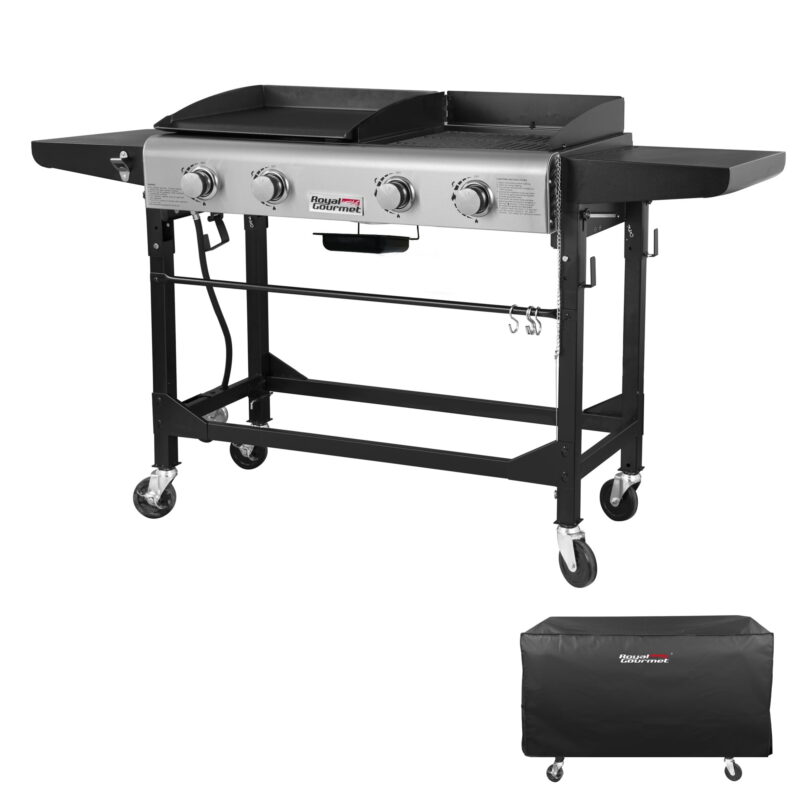 Royal Gourmet GD401C Premium 4-Burner 48000-BTU Folding Gas Grill and Griddle, With Cover - Image 5
