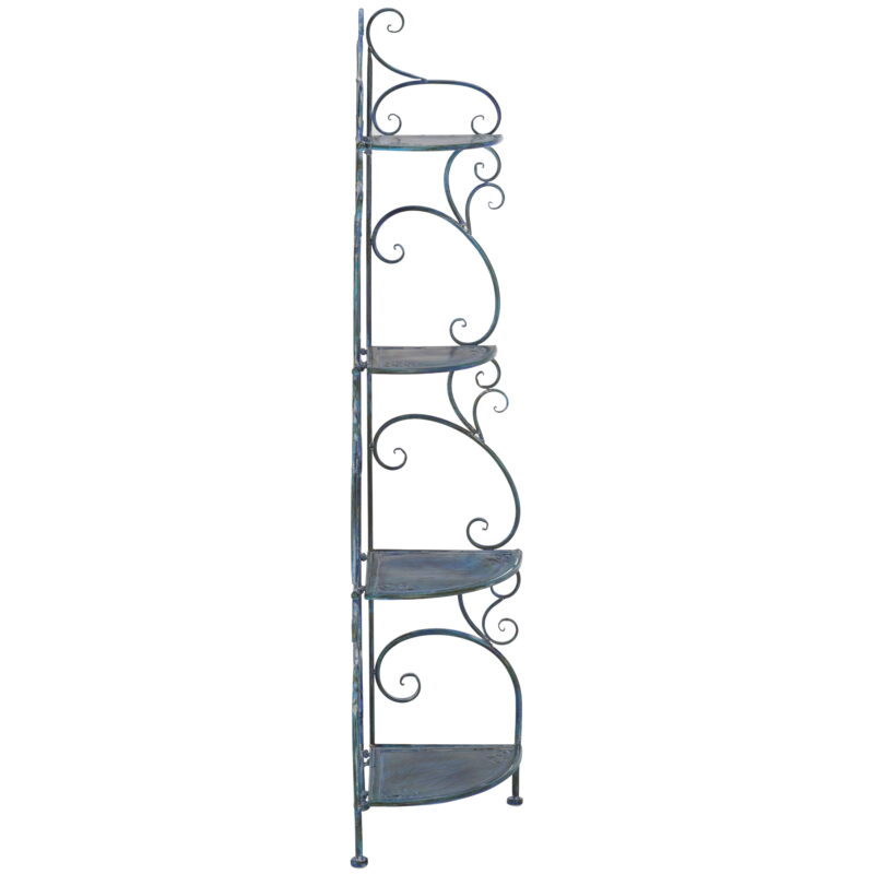 SAFAVIEH Turuca Outdoor Patio 4 Tier Corner Shelf Unit, Mossy Blue - Image 5