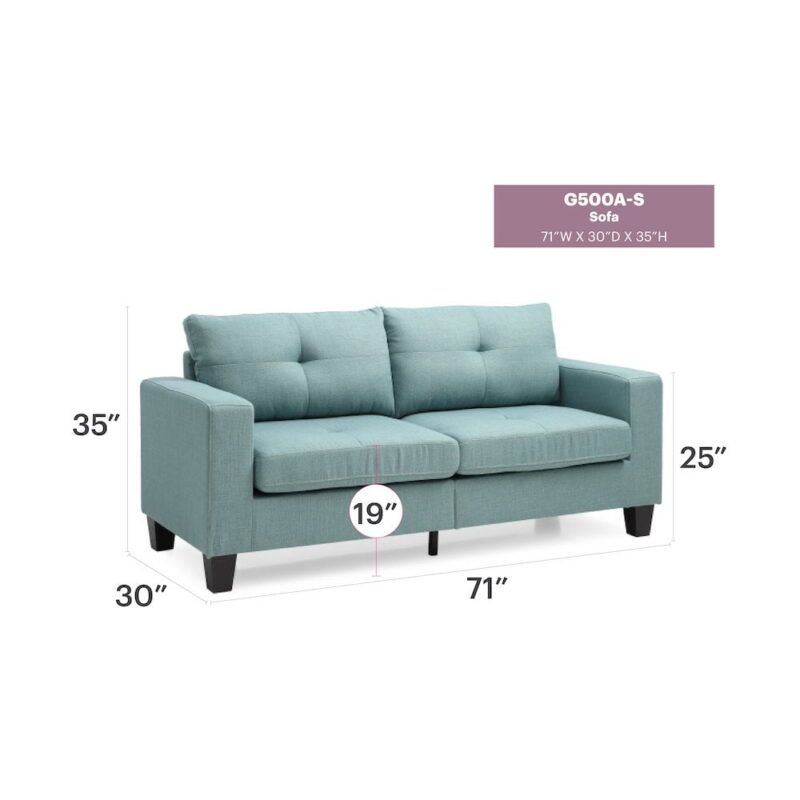 Glory Furniture Newbury Sofa in Teal Color - Image 2