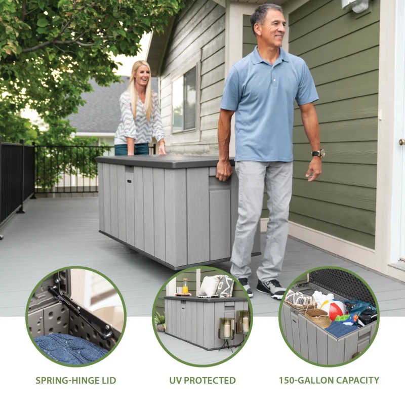 Lifetime New Outdoor Polyethylene Deck Box and Bench 150 Gallon, Gray (60340) - Image 5