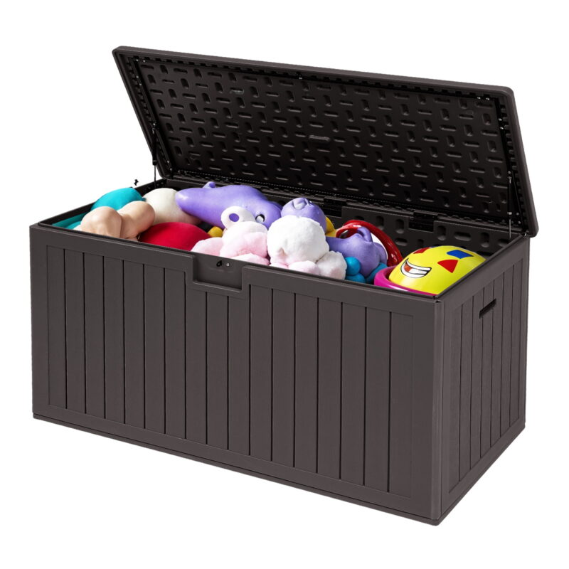 Uforic 180 Gallon Extra Large Outdoor Deck Box, Double-Wall Resin Storage Box with Flexible Divider, Lockable,‎Weatherproof,Brown - Image 6