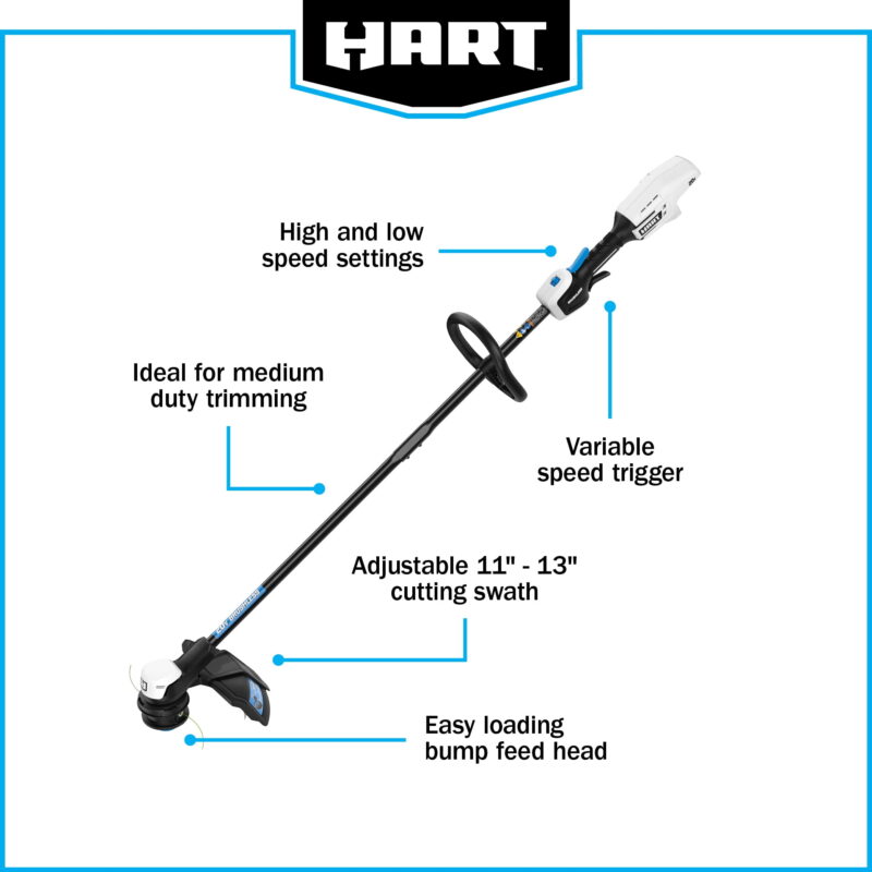 Hart 20-Volt 13-inch Brushless String Trimmer with Bump Feed Head (1) 4.0 Ah Lithium-Ion Battery - Image 6