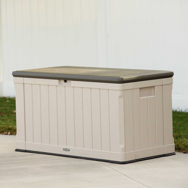 Lifetime Outdoor Polyethylene Deck Box, 116 Gallon Capacity, Tan & Brown (60186) - Image 5