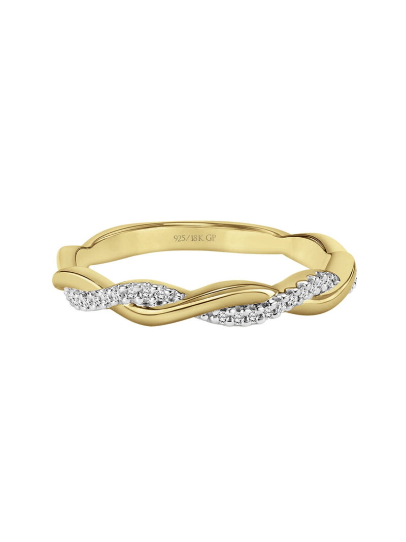 Keepsake Diamond-Accent Twist Anniversary Ring in 18k Yellow Gold over Sterling Silver - Image 2