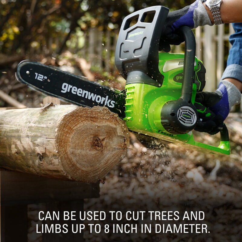 Greenworks 40V 12" Cordless Chainsaw with 2.0 Ah Battery & Charger, 20262 - Image 4