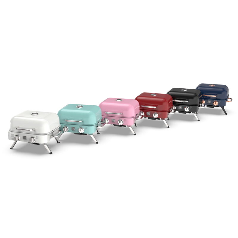 Kenmore 2-Burner Portable Tabletop Retro Gas Grill, Navy Blue - Image 5