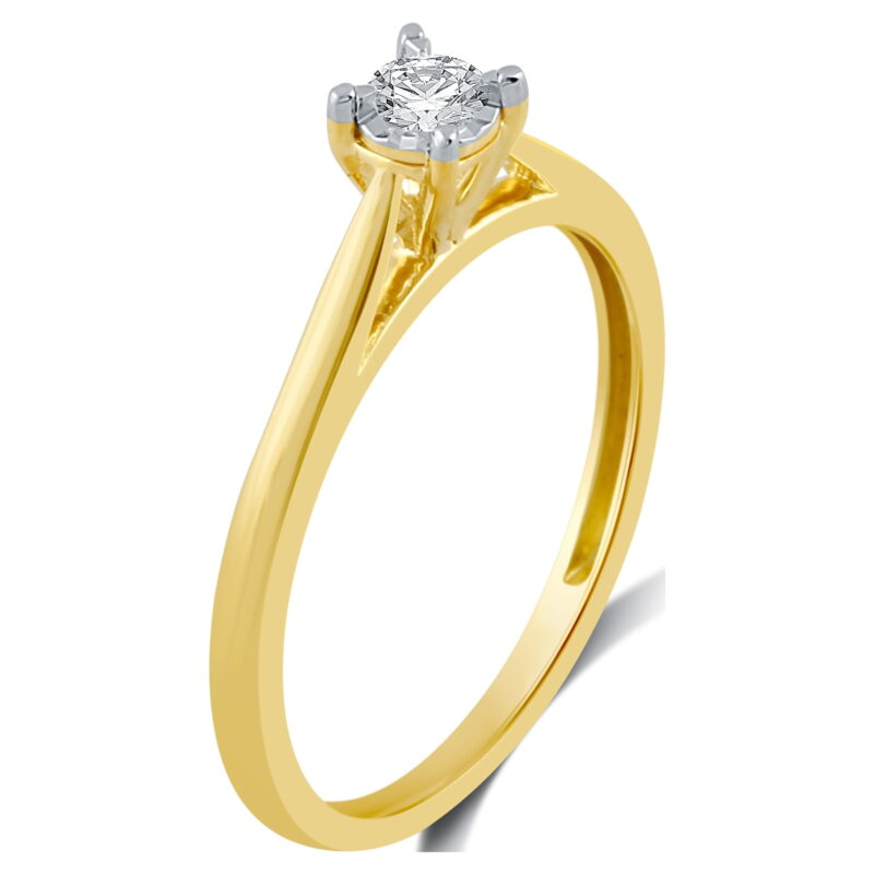 Forever Bride 1/10 CTTW Round Diamond Solitaire Engagement Ring 10K Yellow Gold for Women - Image 5