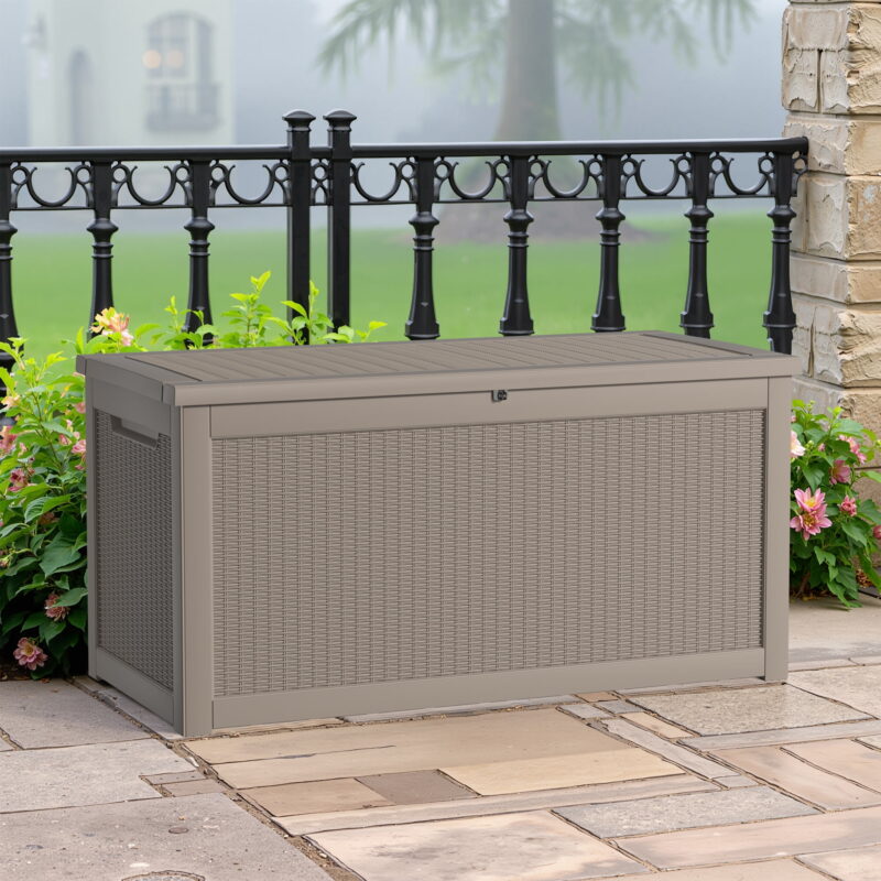 MAYEERTY 32 Gallon Outdoor Deck Box, Large Capacity Storage Box for Patio Furniture Cushions, Pillow with Wheels, Black - Image 4