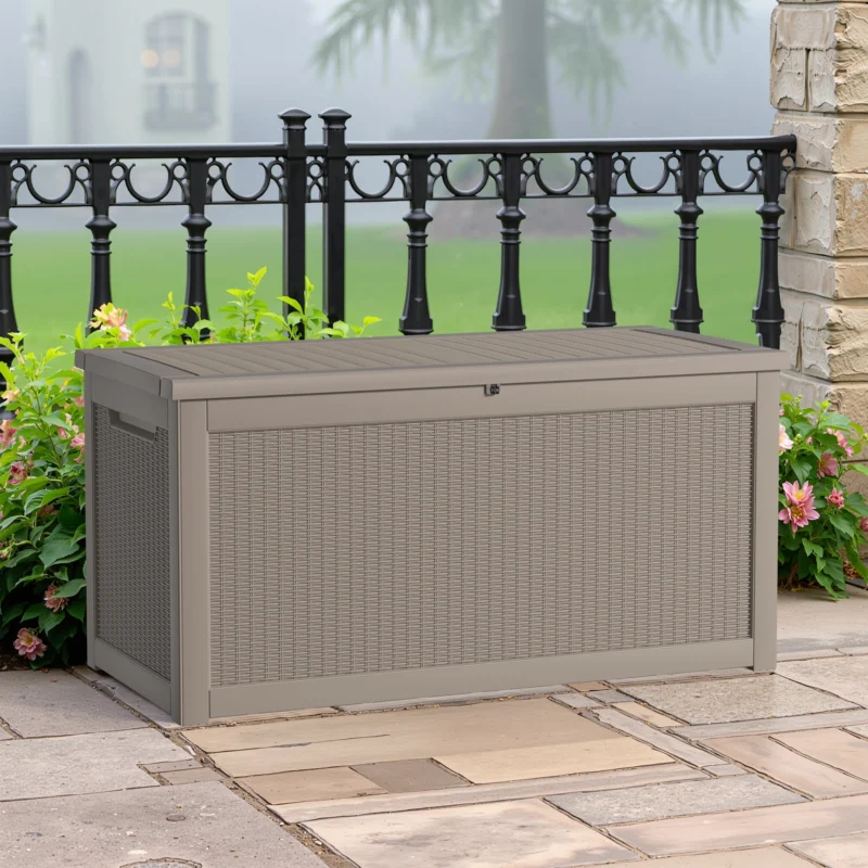 MAYEERTY 32 Gallon Outdoor Deck Box, Large Capacity Storage Box for Patio Furniture Cushions, Pillow with Wheels, Black - Image 4