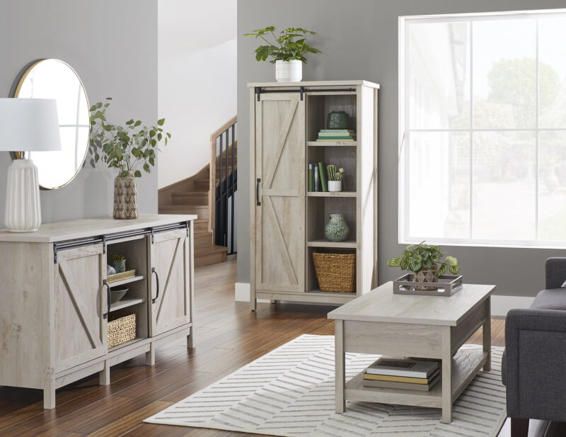 Better Homes & Gardens Modern Farmhouse TV Stand for TVs up to 70", Rustic White Finish - Image 5