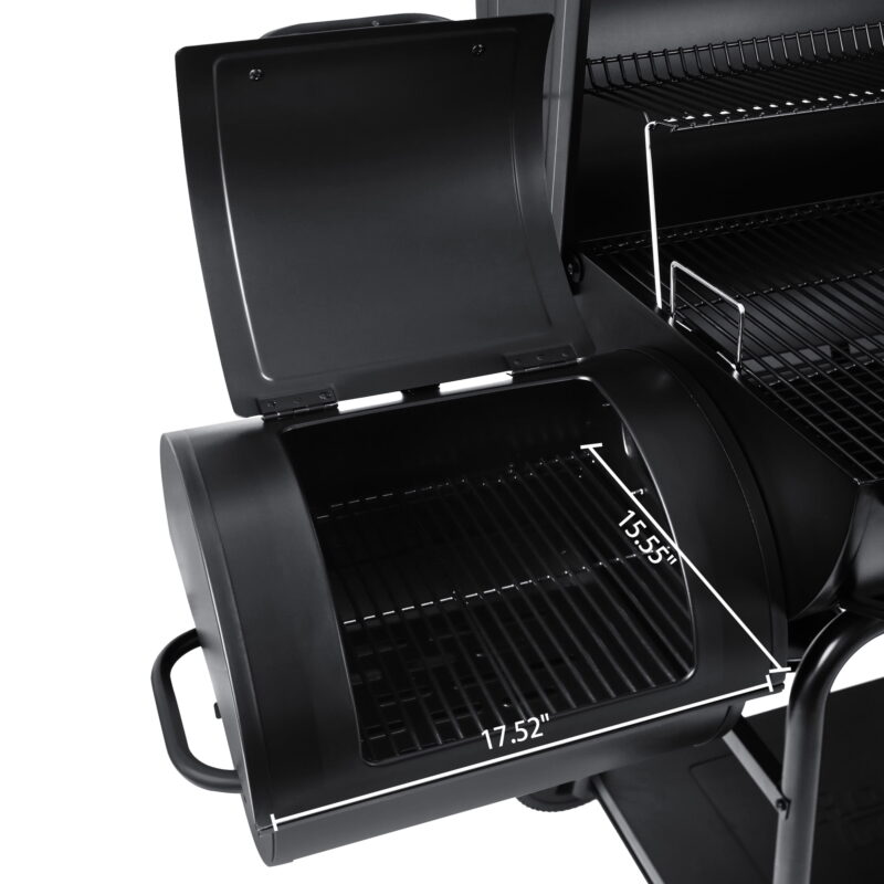 Royal Gourmet 36" Charcoal Barrel Grill with Offset Smoker, Adjustable Grates and Thermometer - Image 5