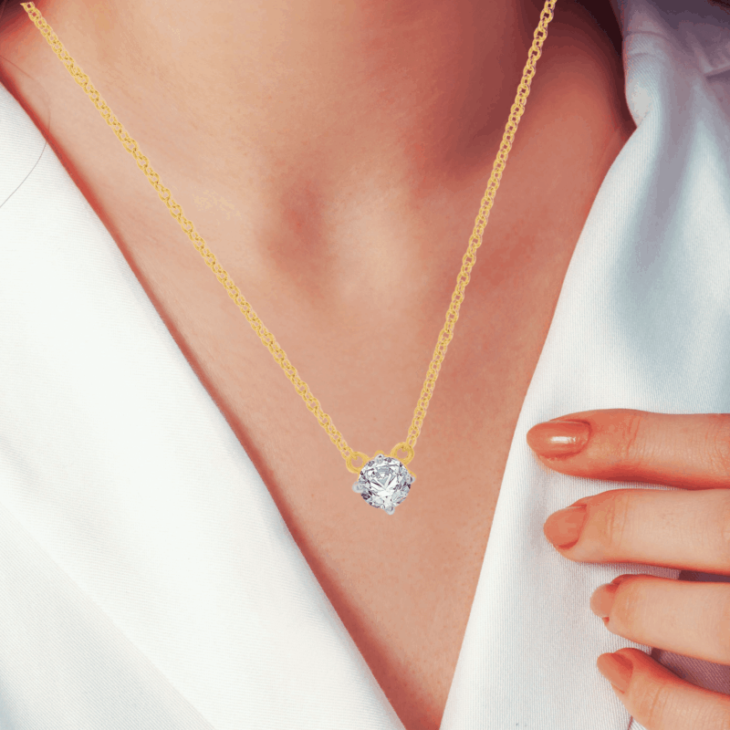 Brilliance Fine Jewelry Women's 14k Gold Plated Lab Grown Diamond Necklace, 1/4 Ct F, SI1 Cable Chain - Image 2