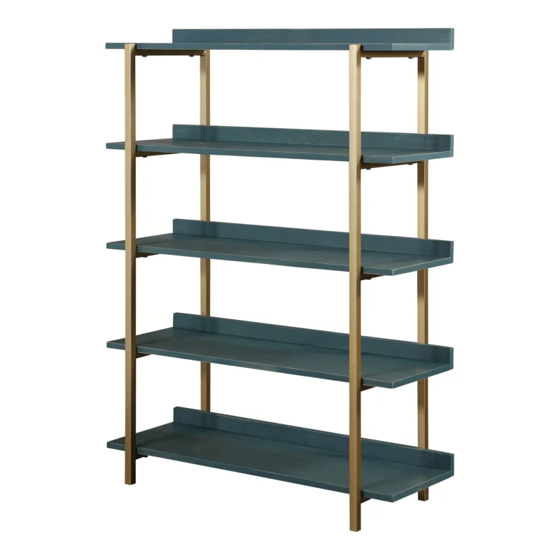 Furniture of America Chane 5-Shelf Bookshelf, Antique Blue - Image 2