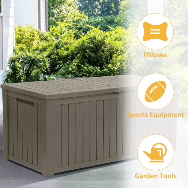 Uforic ﻿180 Gallon Resin Deck Box,Large Outdoor Storage box with Built-in Divide for Patio, Weatherproof and Lockable,Light Brown - Image 4