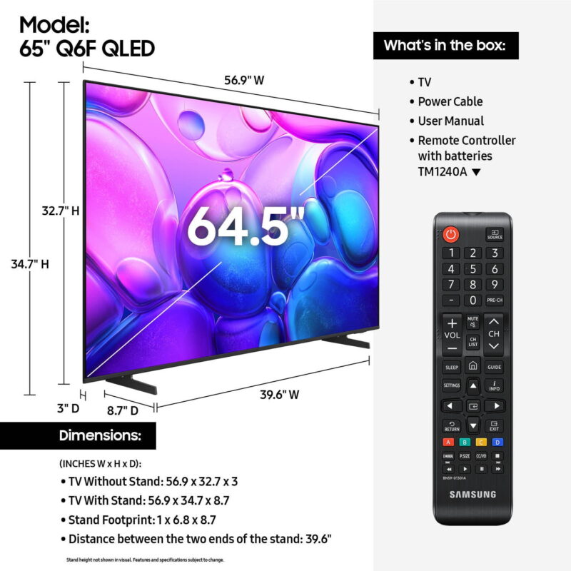 Samsung 65” Class QLED 4K QLED Smart TV 2025 - QN65Q6FAAFXZA - Image 5