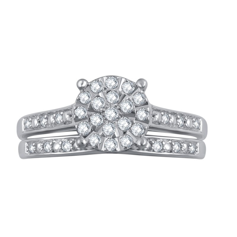 Forever Bride 1/3 Carat T.W. Diamond Sterling Silver Composite Bridal Set - Image 2
