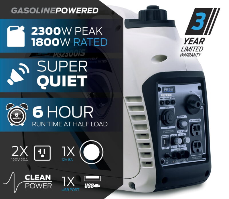 Pulsar 2300-Watt Super Quiet Gasoline Powered Inverter Generator with USB - Image 3