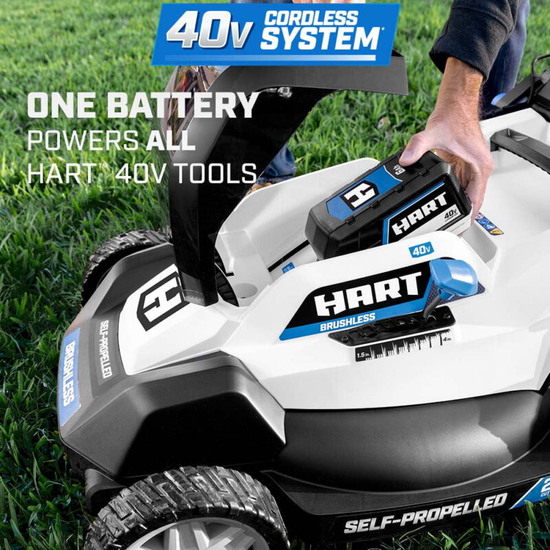HART 40-Volt Cordless 20-inch Brushless Self Propelled Mower Kit, (1) 6.0 Ah Lithium-Ion Battery - Image 3