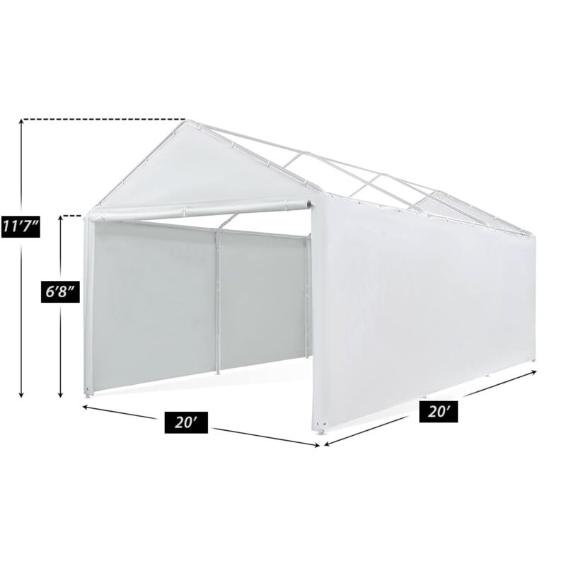 King Canopy 20' x 20' Carport Canopy Sidewall Kit w/ Flaps - Image 5