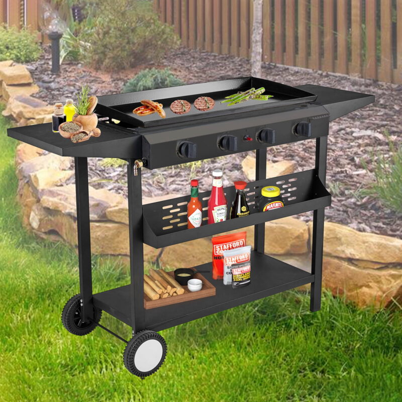 YouYeap 4 Burner Propane Gas Grill Flat Top Griddle Grill, Black - Image 3