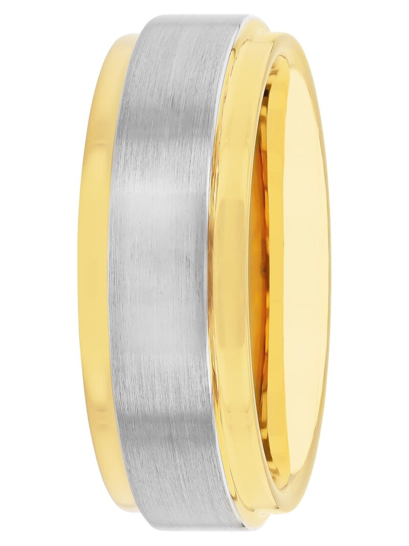 Men's Two-Tone Tungsten Step Edge Satin Wedding Ring by Brilliance Fine Jewelry - Wedding Band - Image 4