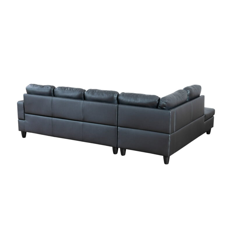 Hommoo 4 Seat Living Room Furniture Sets, Faux Leather Sectional Sofa, Modern L-Shaped Couches and Sofas Set for Home, Black(No Ottomans) - Image 4