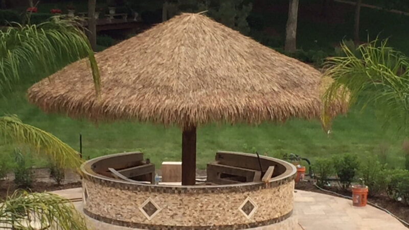 Backyard X-Scapes Mexican Palm Thatch Umbrella Cover, Natural, 9' - Image 3