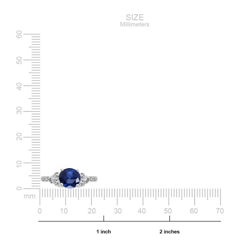 3 Carat T.G.W. Created Blue & White Sapphire and Diamond-Accent Sterling Silver "Azure Gem" Engagement Ring - Image 5