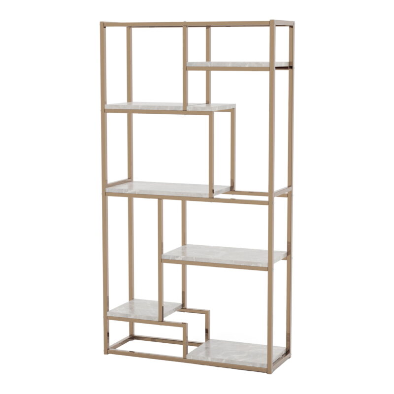 Furniture of America Alina Adult Modern 7-Shelf Bookcase, Champagne - Image 3