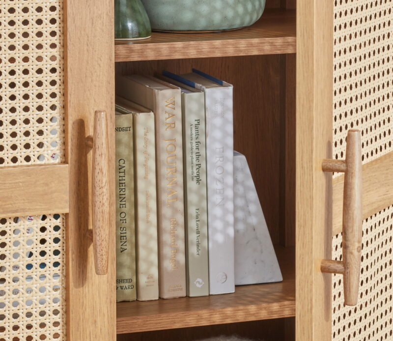 Better Homes & Gardens Springwood Caning Storage Accent Cabinet, Light Honey Finish - Image 5