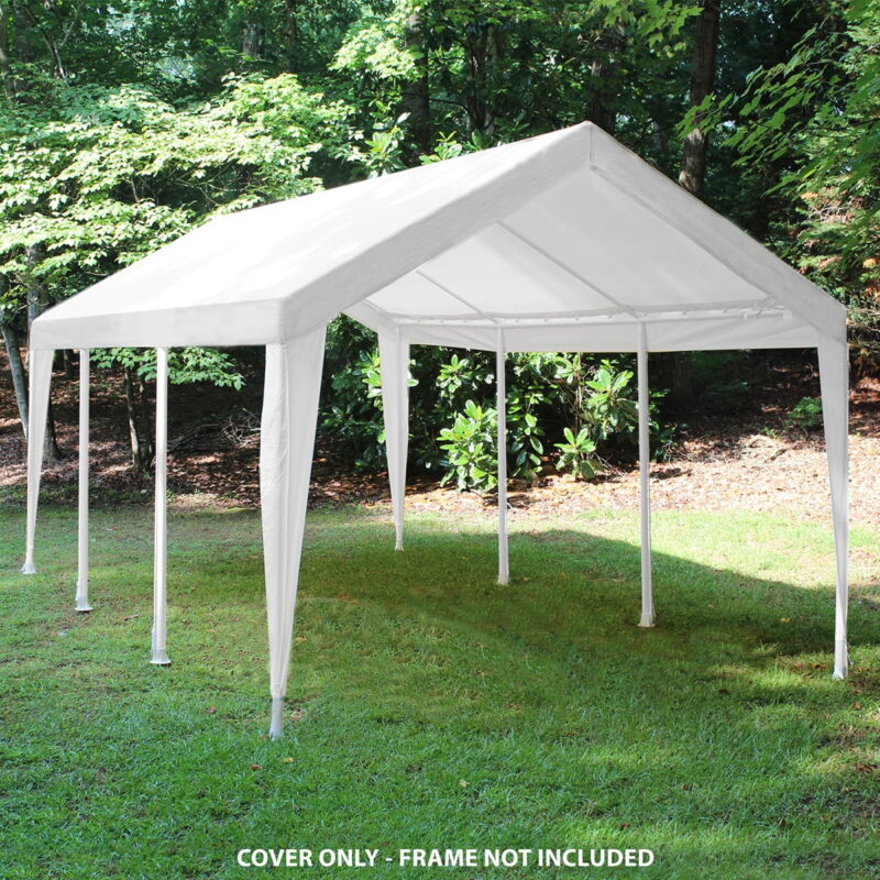 King Canopy 10' x 20' Polyethylene 180gsm Fitted White with White Leg Skirts Carport Canopy Cover - Image 4