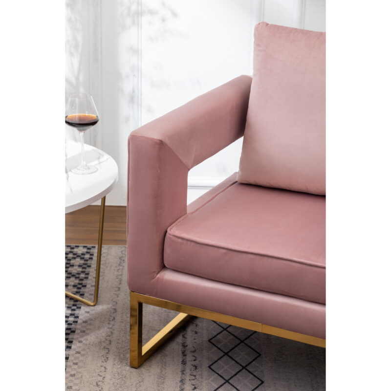 Roundhill Furniture Lenola Contemporary Upholstered Accent Arm Chair, Pink - Image 2