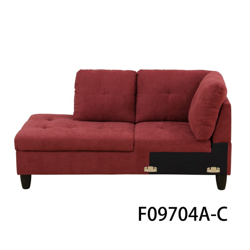 Hommoo L Shaped Couch Set Sectional Sofa Set, Flannel Living Room Furniture Sets, 4-Seat Couches and Sofa Set for Home, Apartment, Dorm, Red(No Ottoman) - Image 2