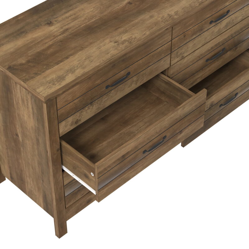Lancaster Wood 6 Drawer Dresser, Knotty Oak, by Hillsdale Living Essentials - Image 7