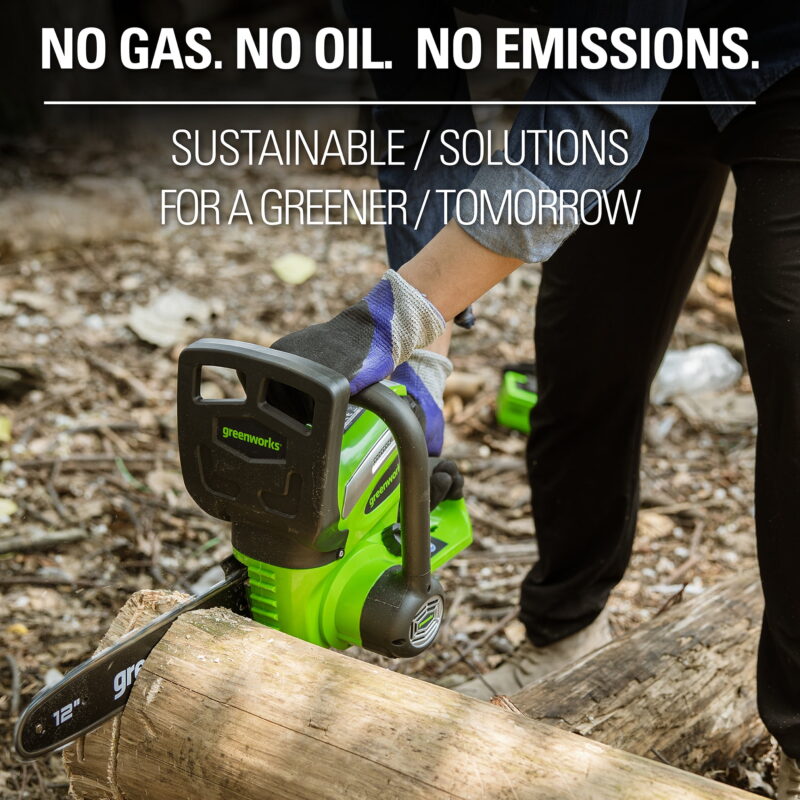 Greenworks 40V 12" Cordless Chainsaw with 2.0 Ah Battery & Charger, 20262 - Image 6