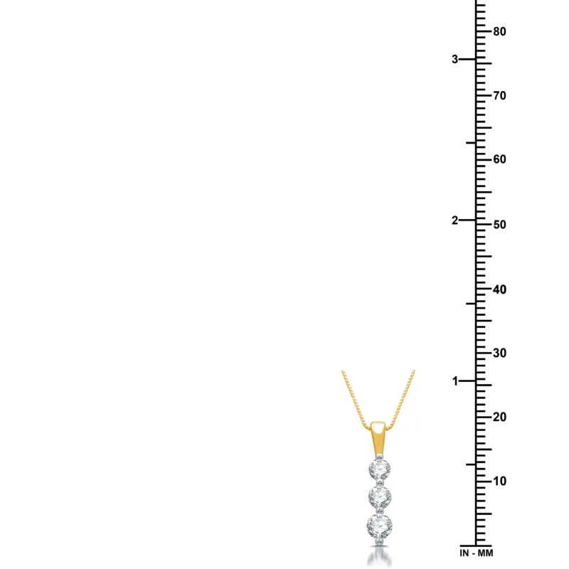 Brilliance Fine Jewelry 1/2 CTTW Lab Grown Diamond Three Stone Women's Pendant Necklace 14K Yellow Gold Plated - Image 4