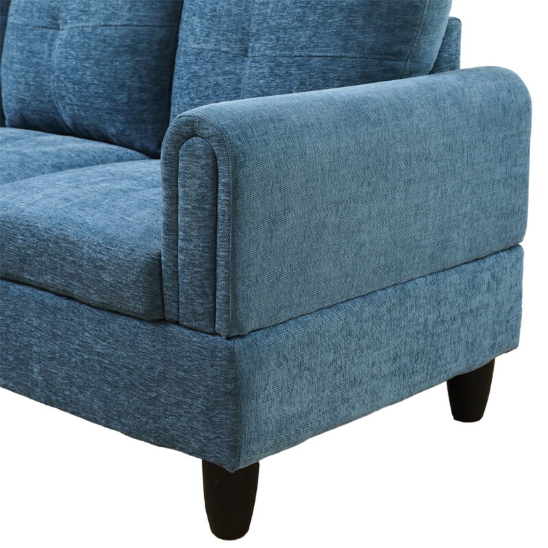 Hommoo Flannel Living Room Furniture Sets, 4-Seat Couches and Sofa Set, L Shaped Couch Set Sectional Sofa Set for Home, Apartment, Dorm, Blue(No Ottoman) - Image 5