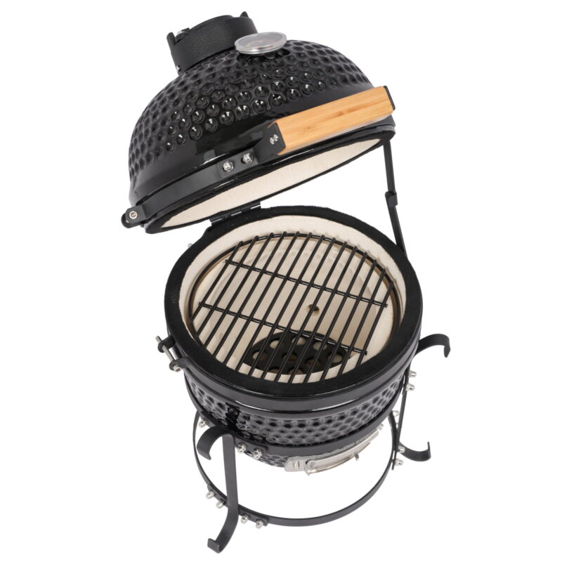 13in Round Ceramic Charcoal Grill Black - Image 3