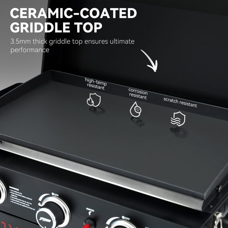 Royal Gourmet PD3001 23-Inch Portable 3-Burner Gas Griddle with Collapsible Stand, Portable Griddle with Side Shelf - Image 5
