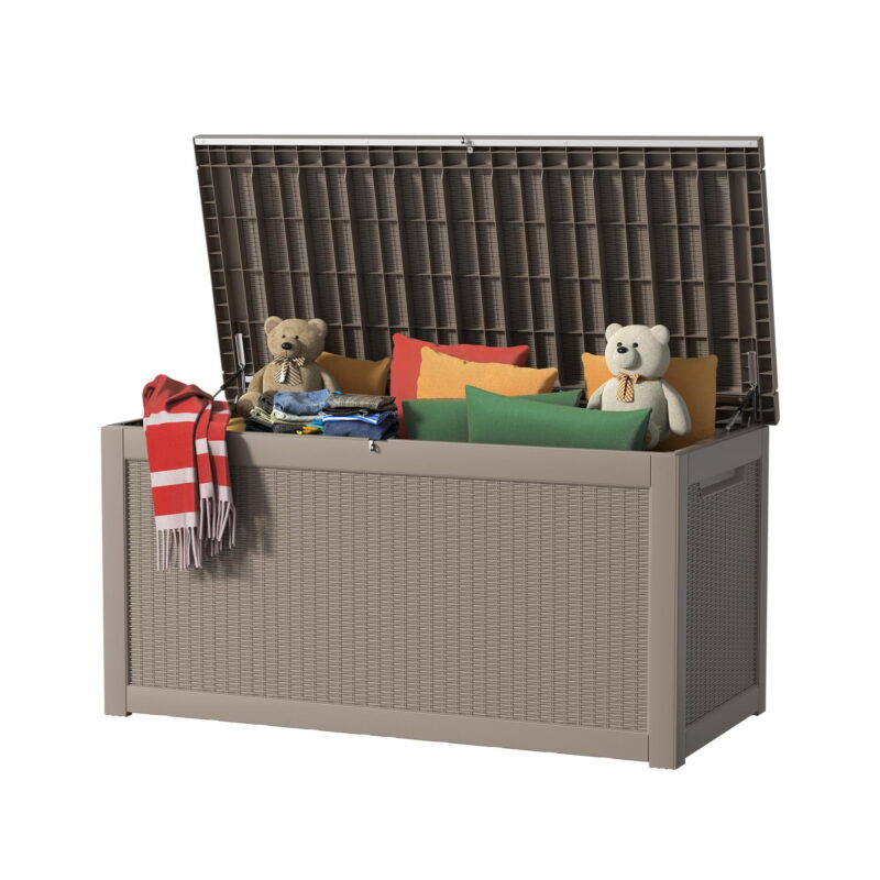 MAYEERTY 32 Gallon Outdoor Deck Box, Large Capacity Storage Box for Patio Furniture Cushions, Pillow with Wheels, Black - Image 2