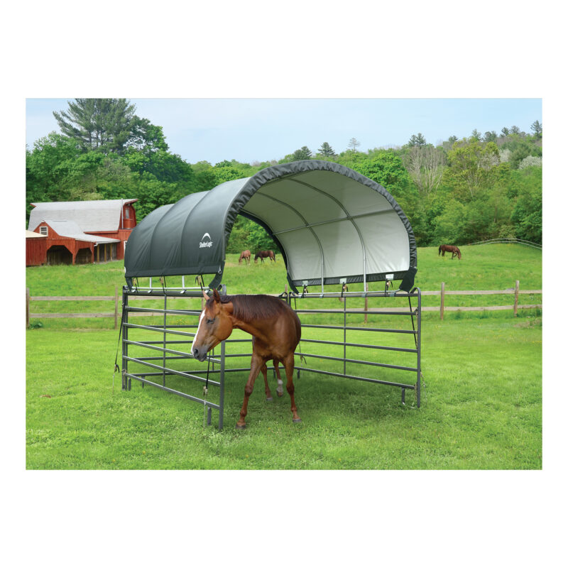 Corral Shelter Livestock Shade 10 x 10 ft. Powder Coated Green - Image 6