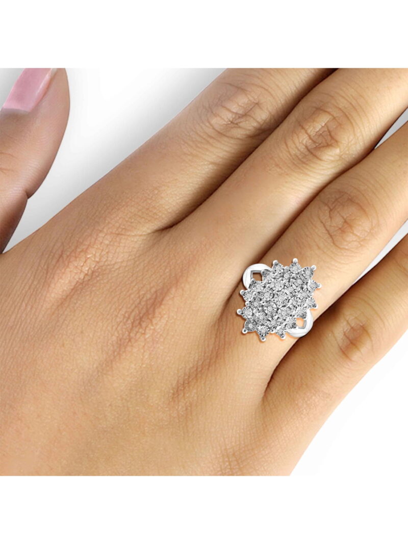 JewelersClub Sterling Silver 1/7 Carat White diamond Cluster Ring for Women | Diamonds for Everyday Womens Wear - Image 2