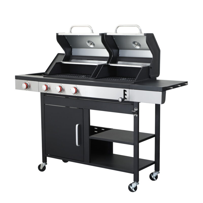 Miniyam 3-Burner Multi-function Propane Gas BBQ Grill with Side Burner for Outdoor Cooking, 37230BTU Output, Stainless Steel - Image 4