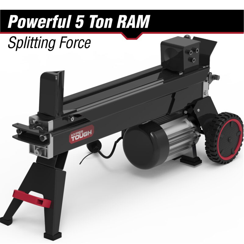Hyper Tough 5 Ton Log Splitter, 15-Amp Induction Motor with Hydraulic Ram, Horizontal Use with Vertical Storage - Image 3