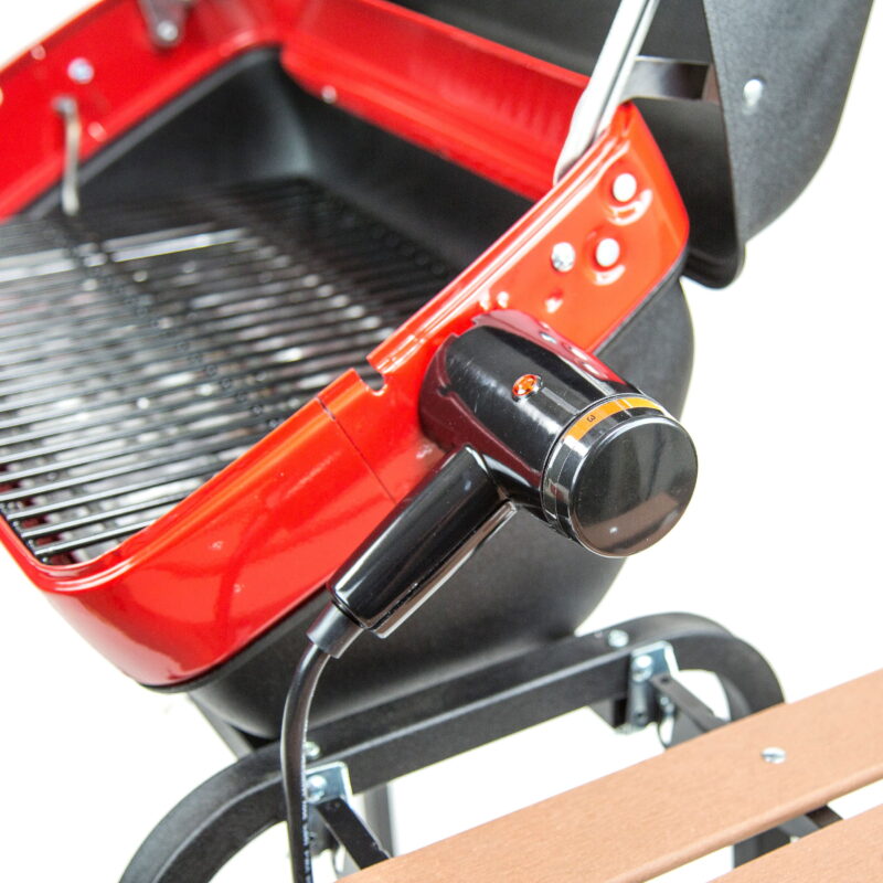 Americana Portable Electric Cart Grill with Two Folding Tables, Red - Image 3